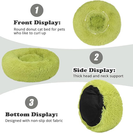 Calming Dog Bed - 23 Inch Dark Gray Donut Bed for Small & Medium Dogs, Anti-Anxiety, Washable, Fits up to 15 lbs