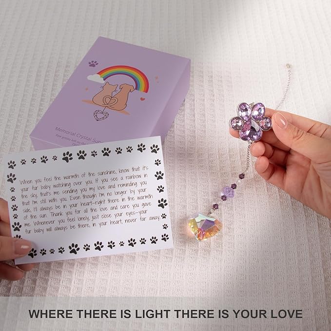 Pet Memorial Gifts,Dog Memorial Suncatcher,Pet Loss, Pet Sympathy,Thoughtful Bereavement Gifts,Dogs and Cats Remembrance Gift