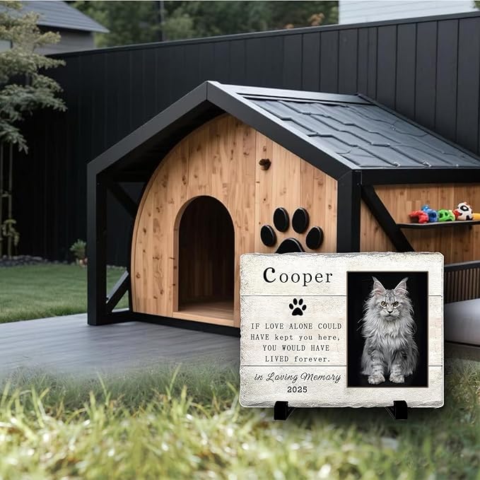 Personalized Pet Memorial Stone, Custom Dog Memorial Gifts for Loss of Cat with Photo Name Date, Cat Remembrance Gift, Loss of Dog Sympathy Gift for Dog Cat Lovers (Quote 9)