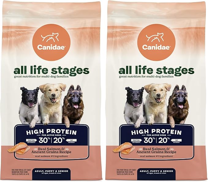 CANIDAE All Life Stages High Protein Dry Dog Food, Salmon & Ancient Grains Recipe, 4 lbs. (Pack of 2)