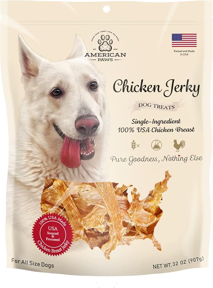 American Paws Chicken Jerky Dog Treats Made in USA All Natural (2 LB)