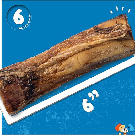 Jack&Pup Marrow Bones for Dogs, Long Lasting Dog Bones for Large Dogs, 6" Marrow Bone, Natural Beef Bone (6 Pack)