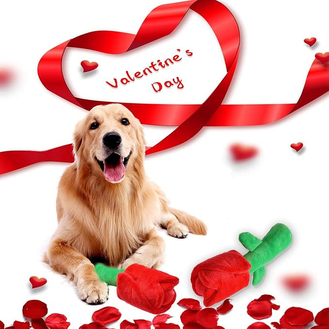 Rose Puzzle Dog Toy, Valentine's Day & Christmas Gift, Squeaky Crinkle Enrichment Snuffle Mat, for Small Medium Large Dogs & Puppies