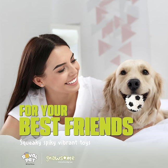 Gnawsome 3.5” Squeaker Soccer Ball Dog Toy - Medium, Promotes Dental and Gum Health for Your Pet, Colors Will Vary, All Breed Sizes