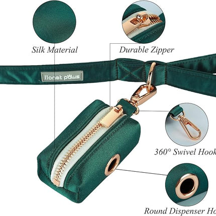 Lionet Paws Cute Dog Poop Bag Holder with Dog Poop Bag for Leash, Silk Dog Bag Dispenser, Matching Dog Collar