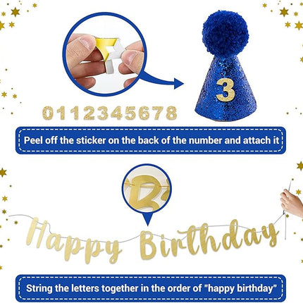 LESYPET Dog Birthday Party Supplies, Dog Birthday Hat with Bandana, and Banner, Cat Decorations Set for Party, Blue