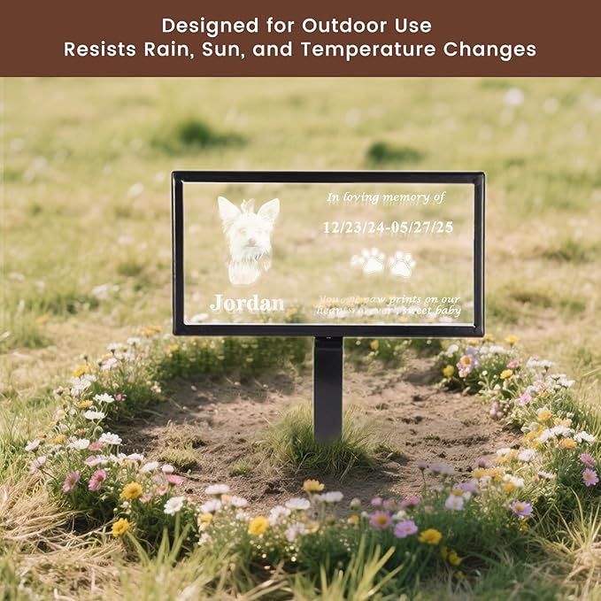 3D Crystal Pet Memorial Stone, Custom Laser Engraved Photo Remembrance Block with Gift Box, Pet Loss Sympathy Gift