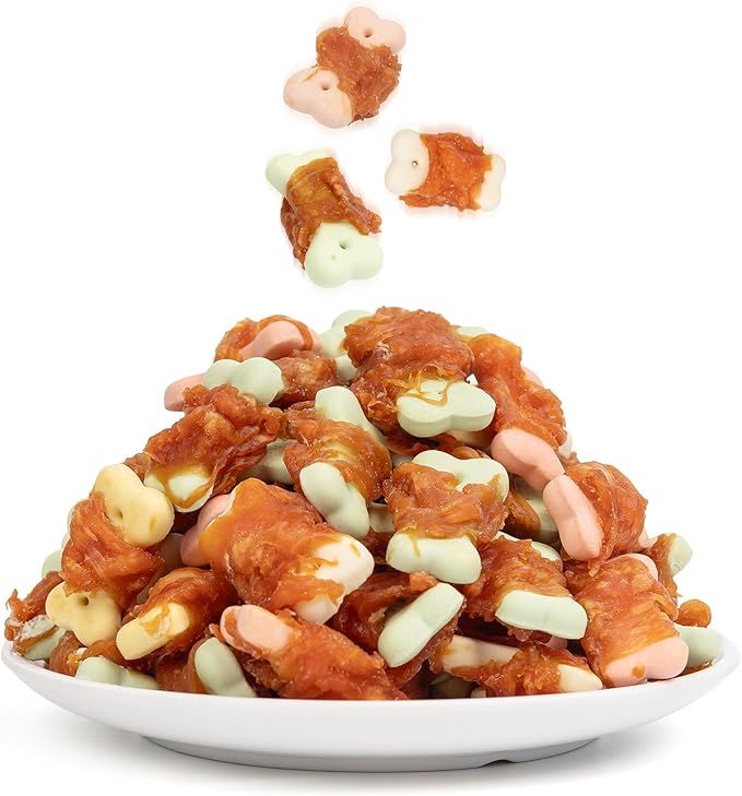 MON2SUN Dog Treats, Mini Chicken Wrapped Biscuits with Added Vitamins, Healthy Training Snacks for Small Medium and Large Dogs, 10.58oz