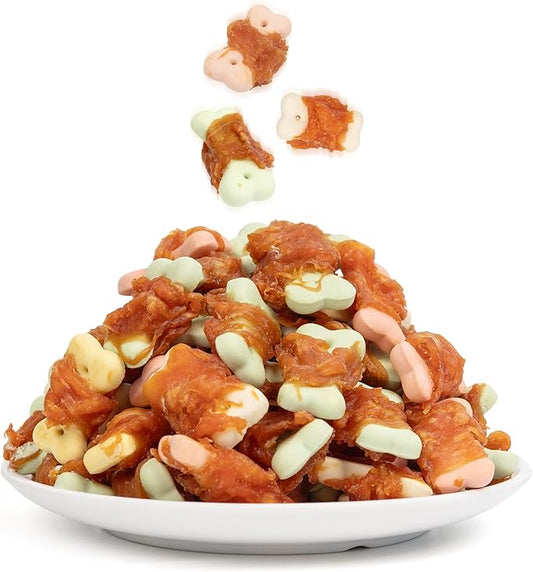 MON2SUN Dog Treats, Mini Chicken Wrapped Biscuits with Added Vitamins, Healthy Training Snacks for Small Medium and Large Dogs, 10.58oz