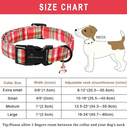 ARING PET Christmas Dog Collar-Cute Red Green Plaid Dog Collars, Adjustable Christmas Pet Collars Puppy Collar with Quick Release Buckle for Girl&Boy Dogs