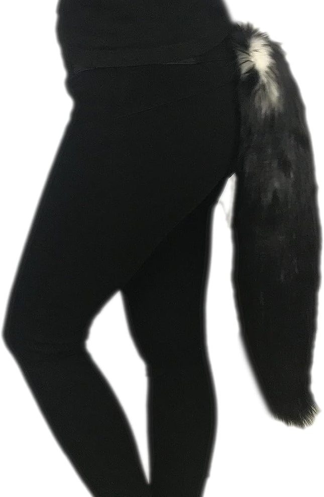Bianna Creations Luxury Animal Super Soft Faux Fur Tail, Candy Black Wolf, 20" for Dogs, Halloween Costume Accessory