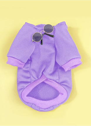 QWINEE 3Pcs Dog Hoodie Cat Apparel Dog Custume Set with Necklace and Sunglasses Pet Clothes for Puppy Small Medium Dogs Cats Mauve Purple XX-Small