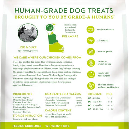 Spot Farms Chicken Apple Sausage Healthy All Natural Dog Treats Human Grade Made in USA 12.5 oz