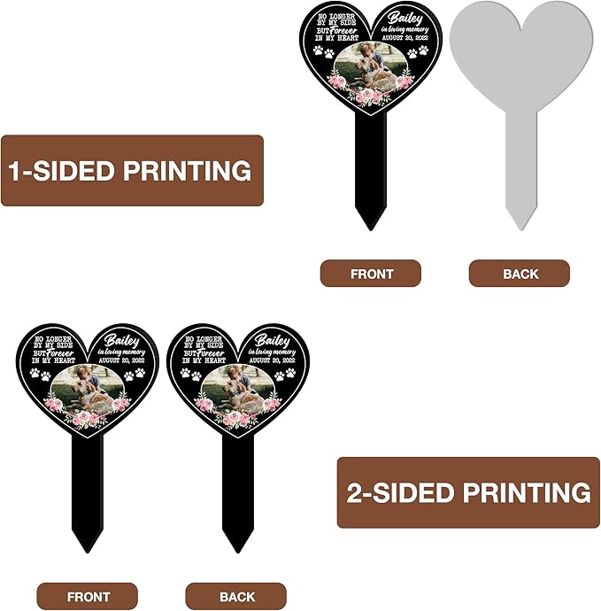 Customized Pet Grave Markers Dog Cat Cross Pet Memorial Plaques Personalized Heart Grave Markers Outdoor Gifts For Friends Someone Lost Pet Pet Picture Plaque Sympathetic Loss Of Dog Cat