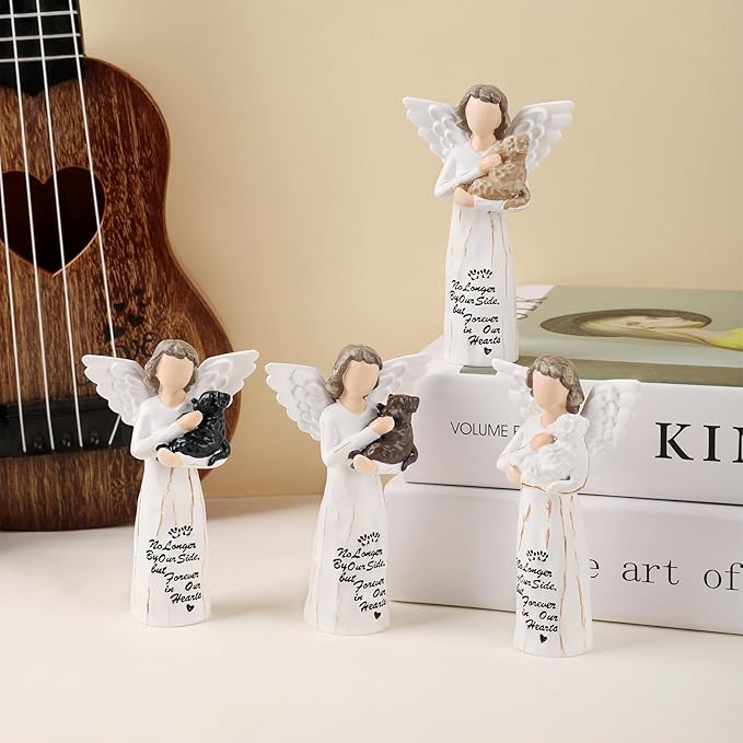 Loss of Dog Sympathy Gift, Dog Memorial Gifts, Angel Figurine, Remembrance Keepsake, Pet Sympathy Gift(Light Brown-S Size)