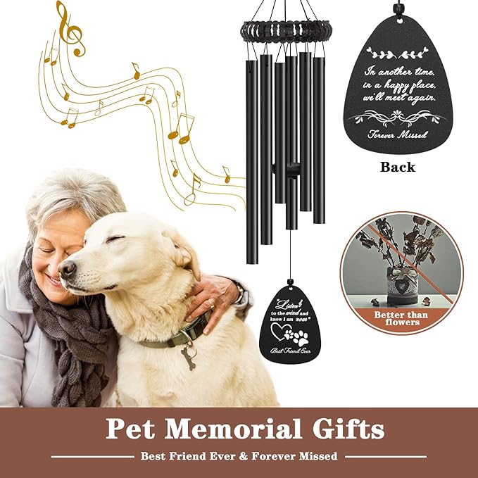 28" Pet Sympathy Wind Chimes, Dog Memorial Gifts for Loss of Dog, Loss of Dog Sympathy Gift, Pet Bereavement Remembrance Gift