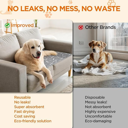 Washable Pee Pads for Dogs, 2Pack Reusable Puppy Pads, Fast Absorbent Dog Pee Pads for Crate Pet Training Pads, Waterproof Whelping Pads for Dogs Bed Mat Crate Indoor (Grey, 18x24)