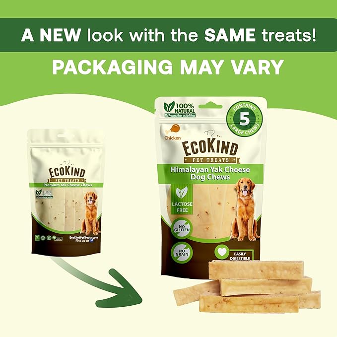 EcoKind Premium Gold Yak Cheese Himalayan Dog Chews, Healthy Dog Treats for Small Dogs, All Natural, High Protein Dog Chew, Chicken, Small - 16 Chews