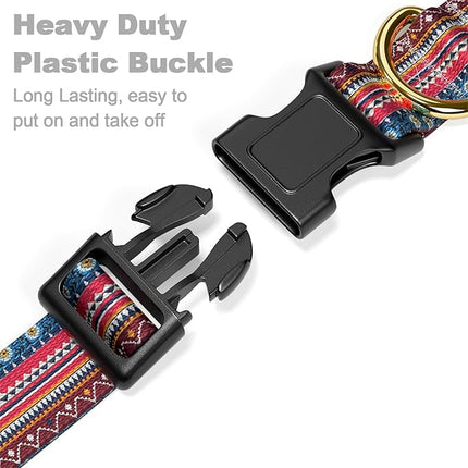Rnivvi Dog Collar for Small Dogs, Cute Boho Heavy Duty Adjustable Puppy Collar with Quick Release Buckle for Girl & Female, Pet Accessories for Walking Running, S Length 3/4" Width, Geometric