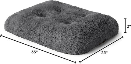 Bedsure Washable Large Dog Bed for Crate, Faux Fur Dog Crate Pad for Large Breed, Plush Soft Comfort Dogs Sleeping Mat, Anti-Slip Pet Kennel Pad, 35" x 23", Dark Grey