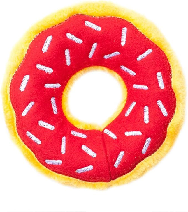 ZippyPaws - Original Donutz No Stuffing Squeaky Plush Dog Toy - Cherry