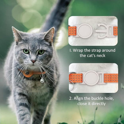 Apple AirTag Cat Collar, GPS Tracker Kitten Collar with Breakaway Feature, Lightweight and Reflective, Perfect for Cats and Puppies (Orange)