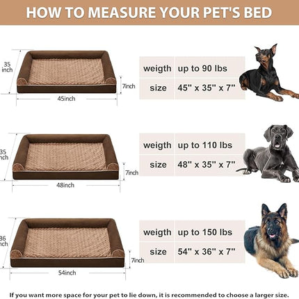 BFPETHOME Dog Beds for Large Dogs, Orthopedic Dog Bed for Medium Large Dogs,Big Waterproof Couch Pet Bed with Removable Washable Cover