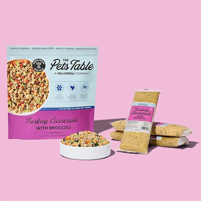 The Pets Table Human-Grade Turkey Casserole Fresh Dog Food, Dog Food Topper or Complete Meal, 9 Count of 36-oz Pouches, 20.5lbs