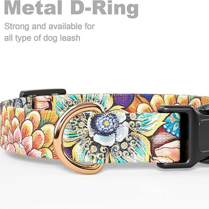 Rnivvi Dog Collar for Small Dogs, Cute Heavy Duty Adjustable Puppy Collar with Quick Release Buckle for Boy Girl & Female, Pet Accessories for Walking Running, S Length 3/4" Width, Colorful Mandala