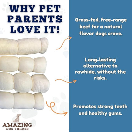 Amazing Dog Treats - Beef Cheek Rolls (10 Inch Regular - 30 Pcs) - Safe Rawhide Alternative Dog Chew - Great for Power Chewers - Long Lasting Dog Chew - Retriever Rolls
