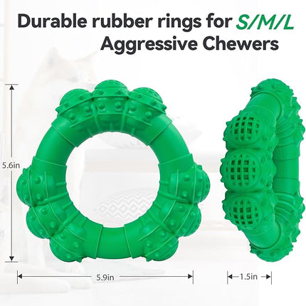 Indestructible Dog Chew Toys for Aggressive Chewers, Super Dog Chewer Toys for Medium Large Dogs, Interactive Dogs Ring Toy, Heavy Duty Teething Toys