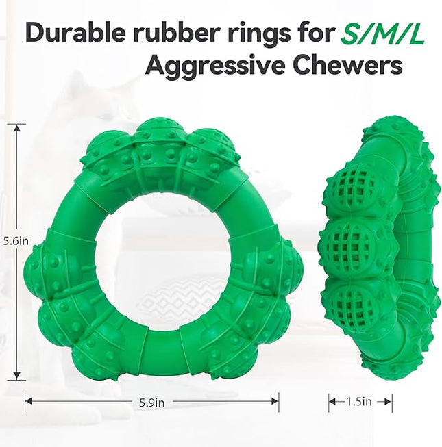 Indestructible Dog Chew Toys for Aggressive Chewers, Super Dog Chewer Toys for Medium Large Dogs, Interactive Dogs Ring Toy, Heavy Duty Teething Toys