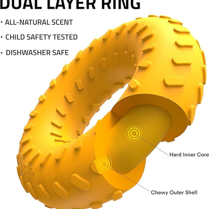 Playology Dog Toys | Dual Layer Ring Durable Chew Toy for Aggressive Chewers | Jumbo Cheddar Cheese Scented Toy - Easy to Clean and Made from Non Toxic Materials