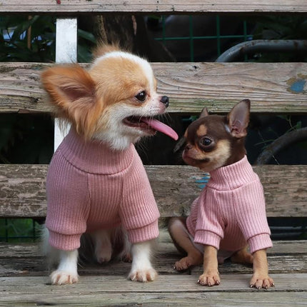 LOPHIPETS Small Dog Turtleneck Sweaters for Teacup Chihuahua Yorkie Puppy Cat Clothes-Pink/S