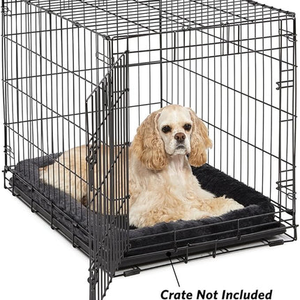 New World Dog Bed – Gray Faux Fur Bolster, Ultra-Soft and Machine Washable, Fits 30-Inch Crates and Carriers, for Medium-Sized Breeds