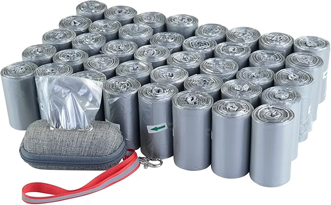 Saedy 1400 Dog Waste Bags with Dispenser, Grey Dog Poop Bags, 40 Rolls