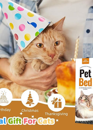 Cat Bed, 23In Dog Beds for Small Dogs, Calming Cat & Dog Beds for Indoor Pets, Pet Beds Comfortable Donut Round Ultra Soft (Camel, 23" L x 23" W x 6.5" Th)