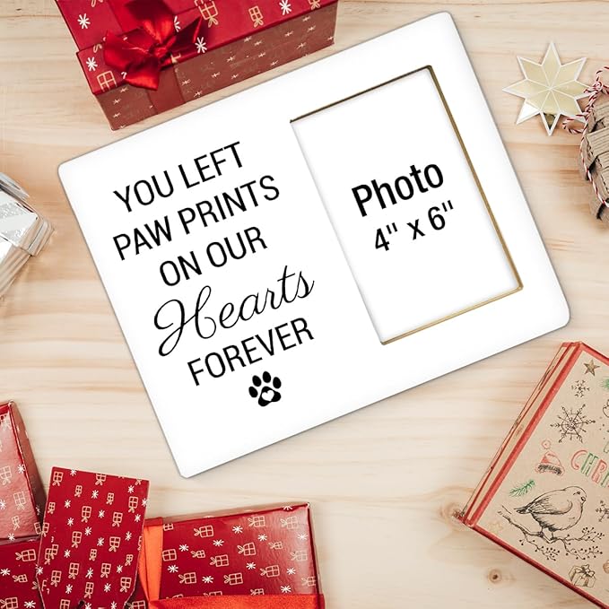 Pet Memorial Gift Picture Frame, Dog Memorial Gifts for Loss of Dog, Sympathy Gifts for Dogs, Cat Pet Bereavement Remembrance Gift Wood Photo Frames, 4 x 6 Inch Photo