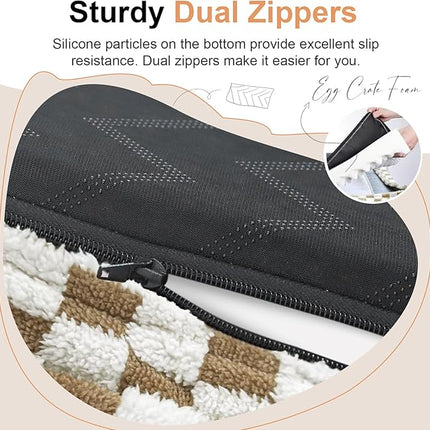 Large Dog Bed Orthopedic Washable: Beds Bolster XL Bed Large Big Dogs Egg Crate Foam Couch Sofa Waterproof with Removable Cover - Brown Grid