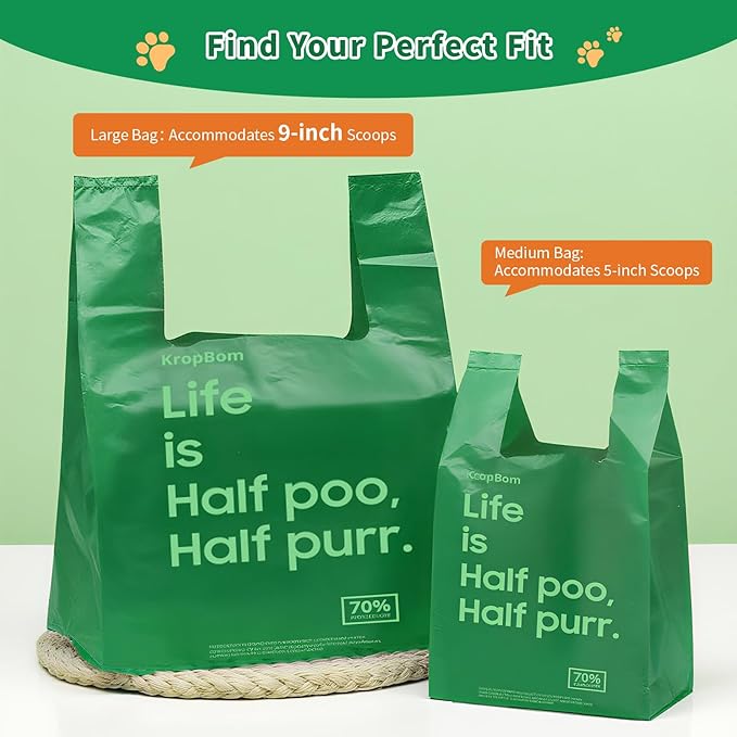 125 Count Cat Poop Bags Large Pet Waste Sacks with Handles, Disposable Litter Bags for Pet Poop, Extra-Thick Waste Bags Easy Tie Leak-Proof Strengthen Unscented