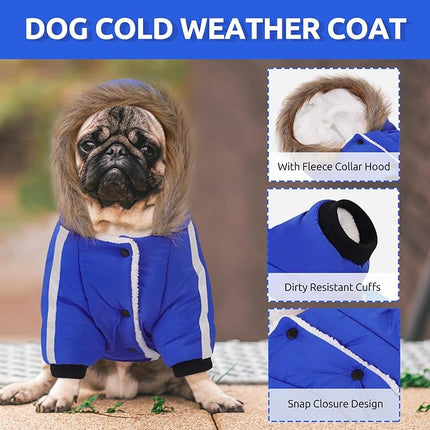Queenmore Warm Dog Winter Coat, Cold Weather Waterproof Dog Snow Jacket, Reflective Dogs Hoodie with Long Sleeves for Small Medium and Large Dogs