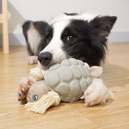 Dog Toys, Multi-Function Chew Toy for Teeth Cleaning, Food Dispensing Toys Medium, Large Dogs (Turtle, Grey)