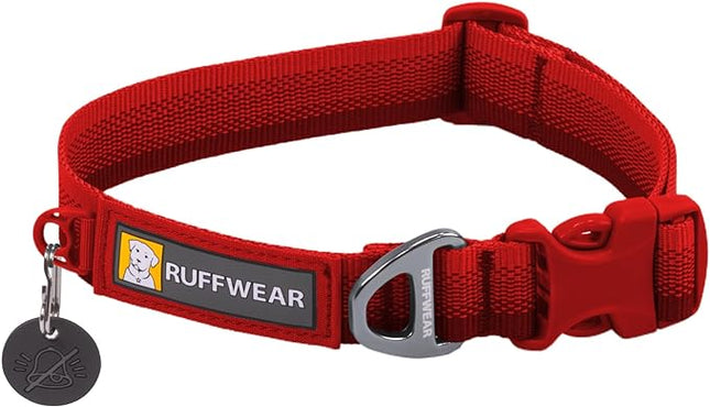 Ruffwear, Front Range Dog Collar, Adjustable Tubelok Webbing, Lightweight, Side Release Buckle, Aluminum V-Ring, Durable for Everyday Use, Red Canyon, 20"-26"