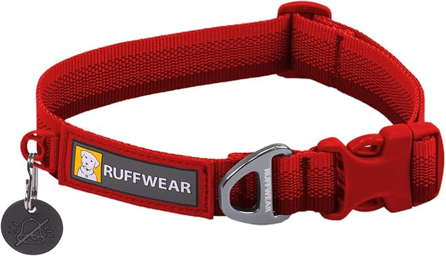 Ruffwear, Front Range Dog Collar, Adjustable Tubelok Webbing, Lightweight, Side Release Buckle, Aluminum V-Ring, Durable for Everyday Use, Red Canyon, 14"-20"