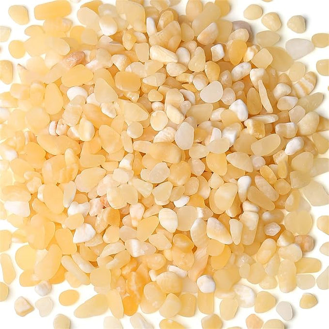 Yellow Jade Aquarium Gravel Rocks Natural Tumbled Healing Crystal Chips Bulk Gemstones Crushed Stones for Fountain Vase Filler Planters Decorative Fish Tank Potted Reiki Energy Balancing 0.45lb
