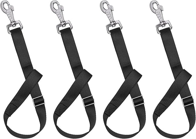 Rosemarie Horse Bucket Strap Hangers,Horse Suppliers Adjustable Nylon Straps up to 700 lbs for Hay Nets, Water Buckets,Hanging-Pratical and Easy Use(4 Pack) (Black)