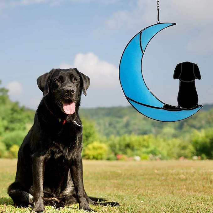 Stained Glass Dog Memorial Gifts, Dog Sympathy Gifts for Dog Lovers, Suncather for Window Hanging,in Memory of Dog Passing Away Gifts,Loss of Dog Sympathy Gift.