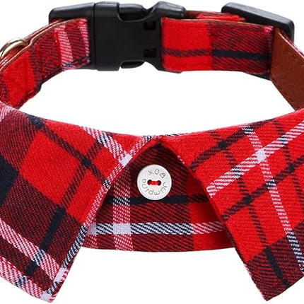 Faleela Cotton Plaid Shirt Style Dog Collar Soft Cute,Boy Dog Collar with Quick-Release Buckle,Adjustable Bow Tie Collar for Small Medium Large Dogs