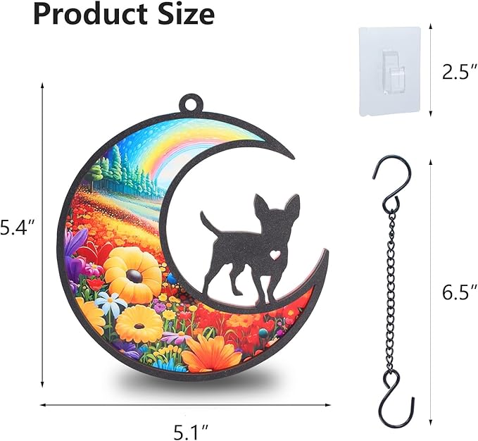 DIY Chihuahua Memorial Suncatcher with Sympathy Card,Loss of Dog Sympathy Gift,Rainbow Bridge Dog Memorial Gifts, Chihuahua Gifts for Women, Xmas Dog Decor Ornament (5-Chihuahua)