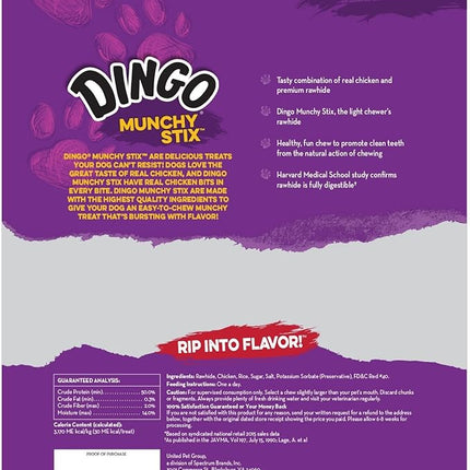 Dingo Munchy Stix, Made with Real Chicken, 50Count, 8 Pack